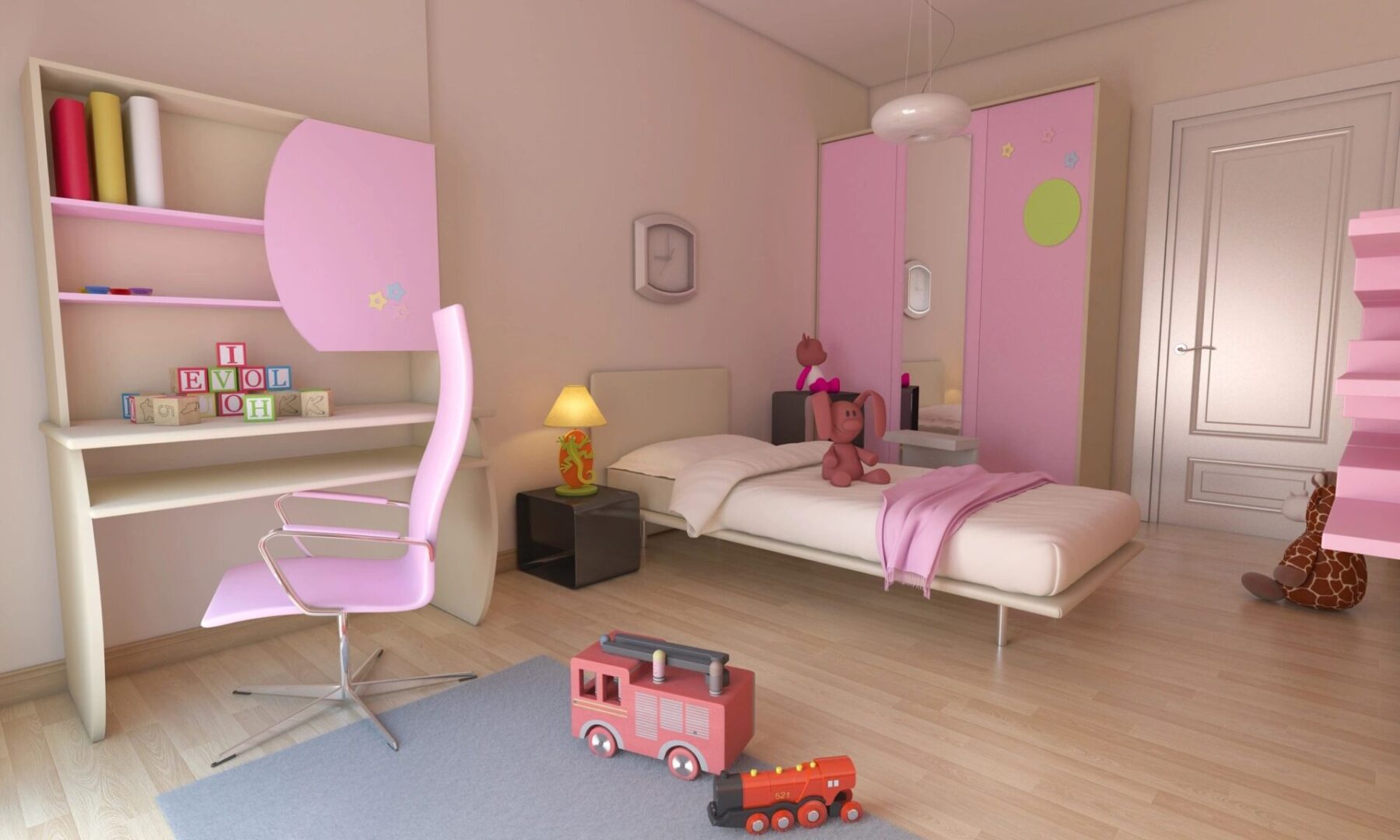 A Pink and White Themed Bedroom for Children